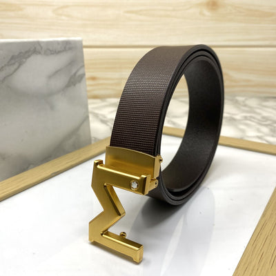 M-Pattern Leather Strap Belt -UniqueandClassy