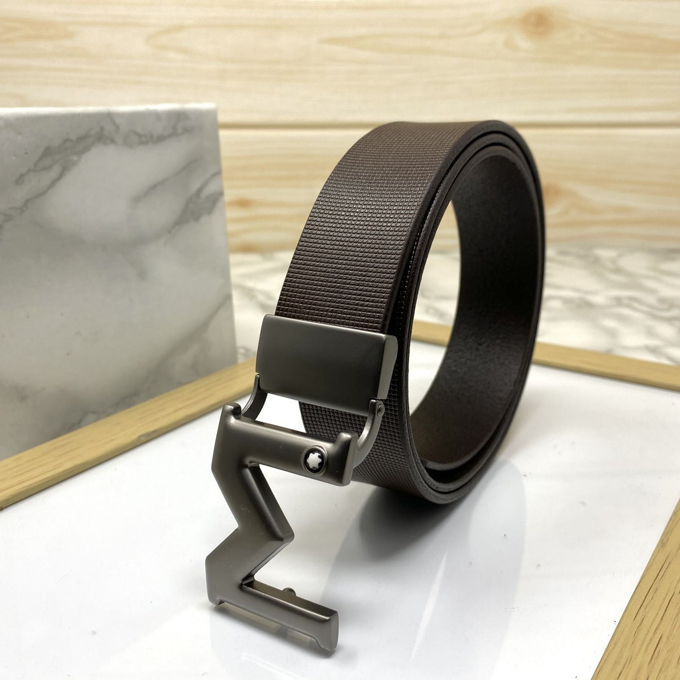 M-Pattern Leather Strap Belt -UniqueandClassy