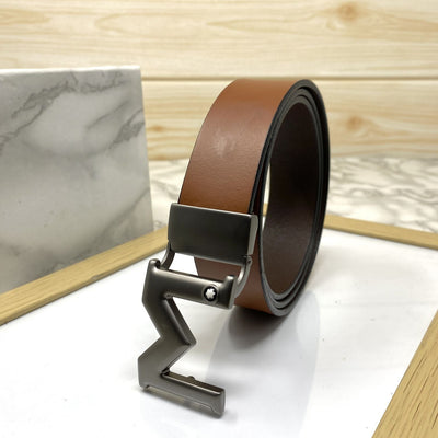 M-Pattern Leather Strap Belt -UniqueandClassy