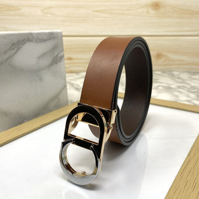 CD-Double Tone Leather Strap Belt-UniqueandClassy