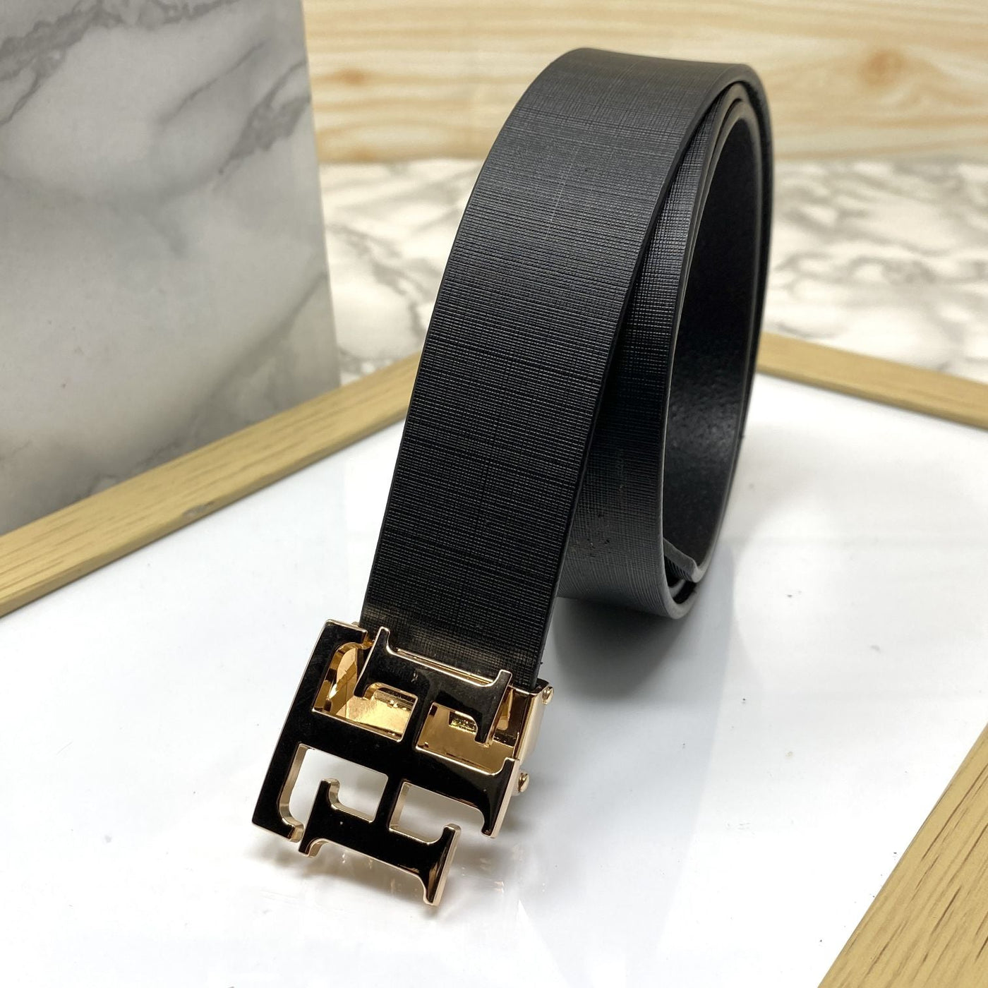 TH Pattern Leather Strap Belt-UniqueandClassy