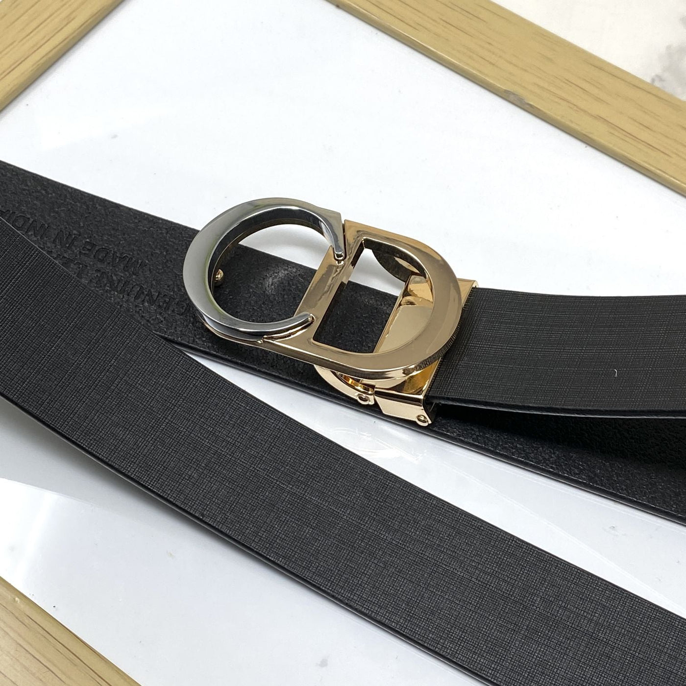 CD-Double Tone Leather Strap Belt-UniqueandClassy