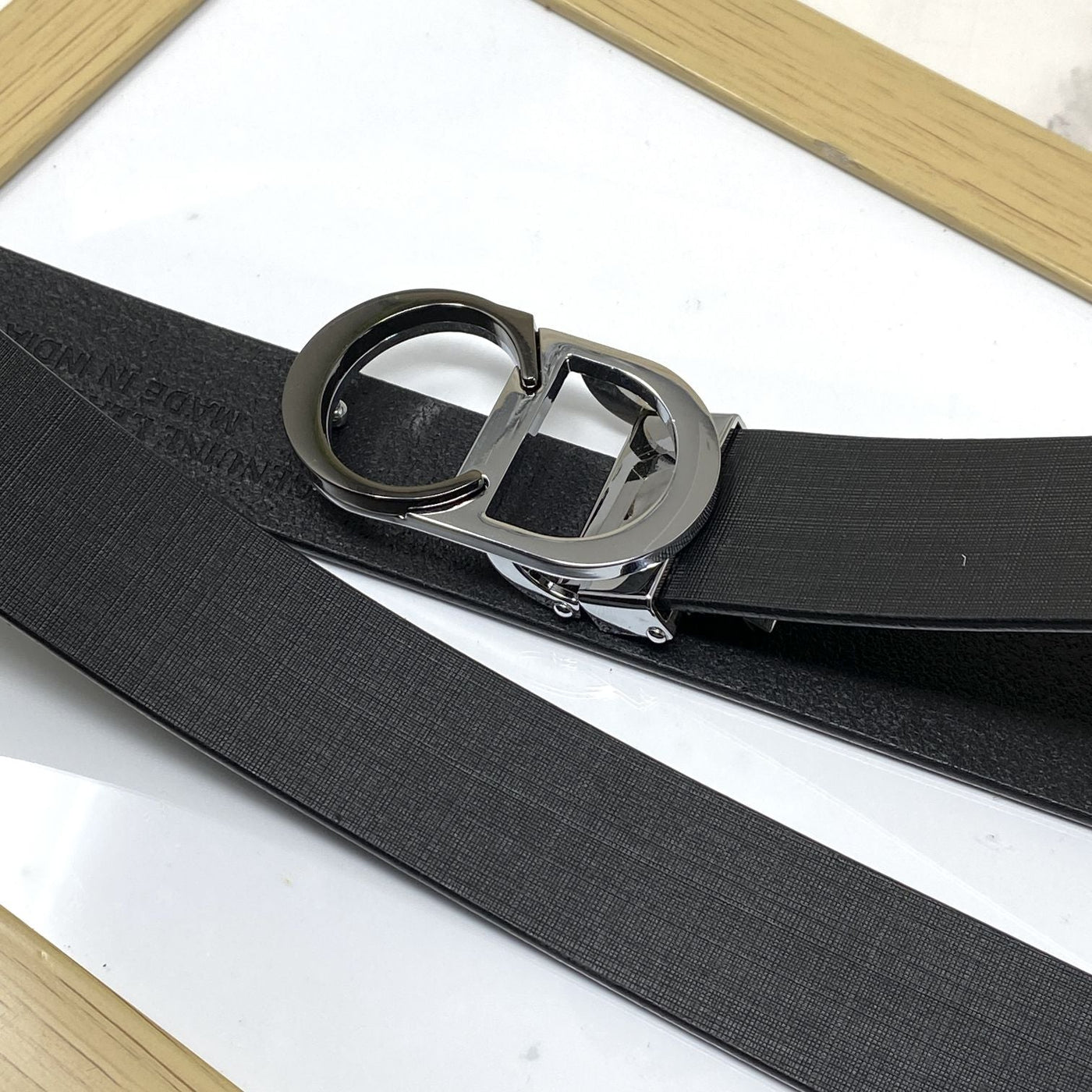 CD-Double Tone Leather Strap Belt-UniqueandClassy