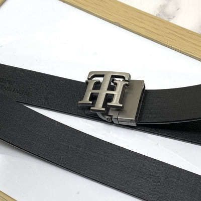 TH Pattern Leather Strap Belt-UniqueandClassy