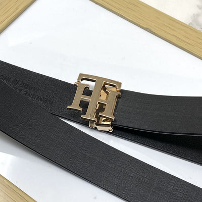 TH Pattern Leather Strap Belt-UniqueandClassy