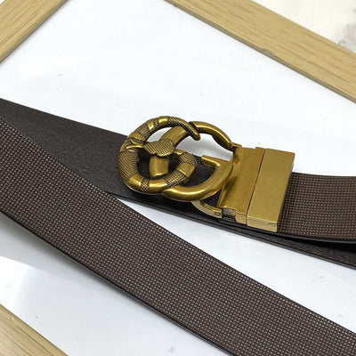 Classy Round Snake Design Leather Strap Belt-JoansParamount