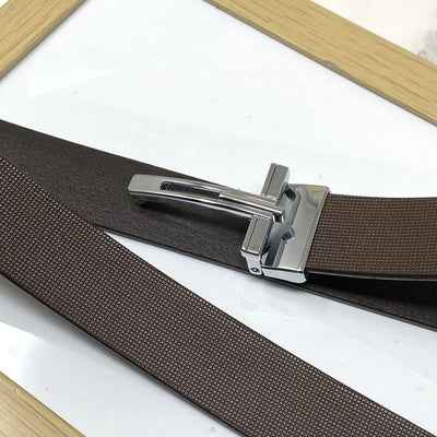 T-Pattern Formal Leather Strap Belt-JoansParamount