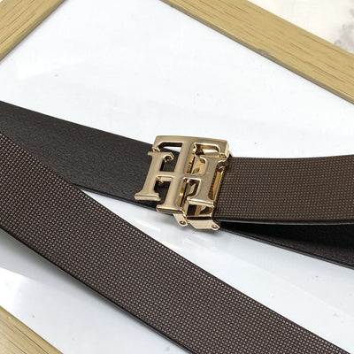 TH Pattern Leather Strap Belt-UniqueandClassy