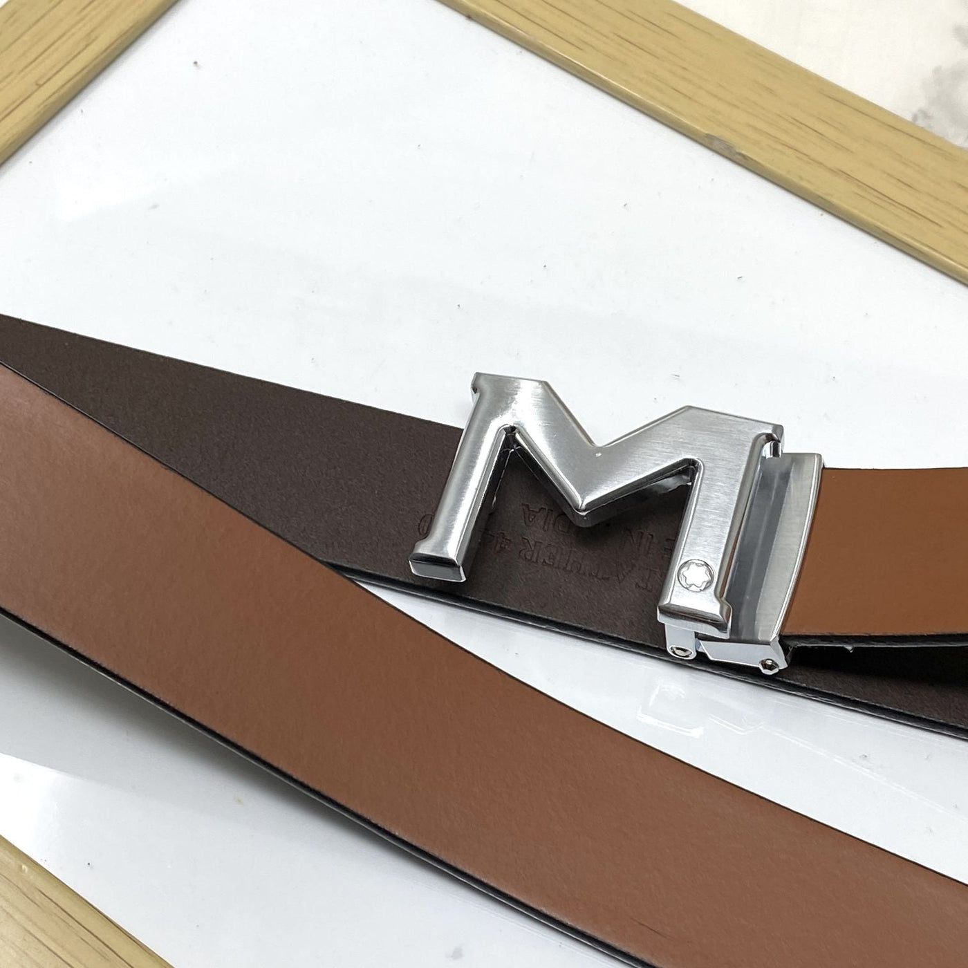 M-Pattern Leather Strap Belt -UniqueandClassy