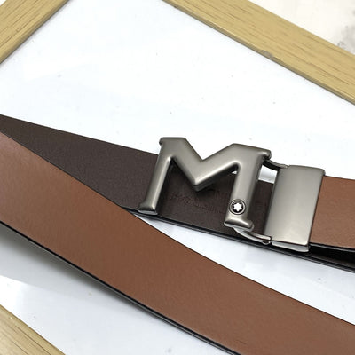 M-Pattern Leather Strap Belt -UniqueandClassy