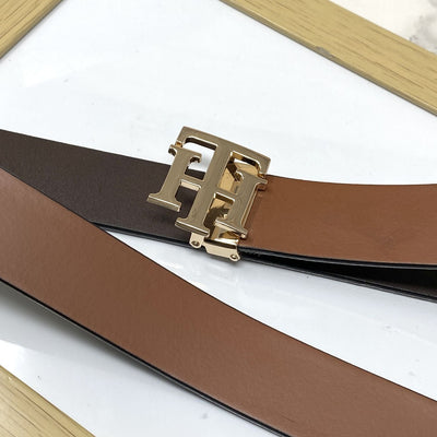 TH Pattern Leather Strap Belt-UniqueandClassy