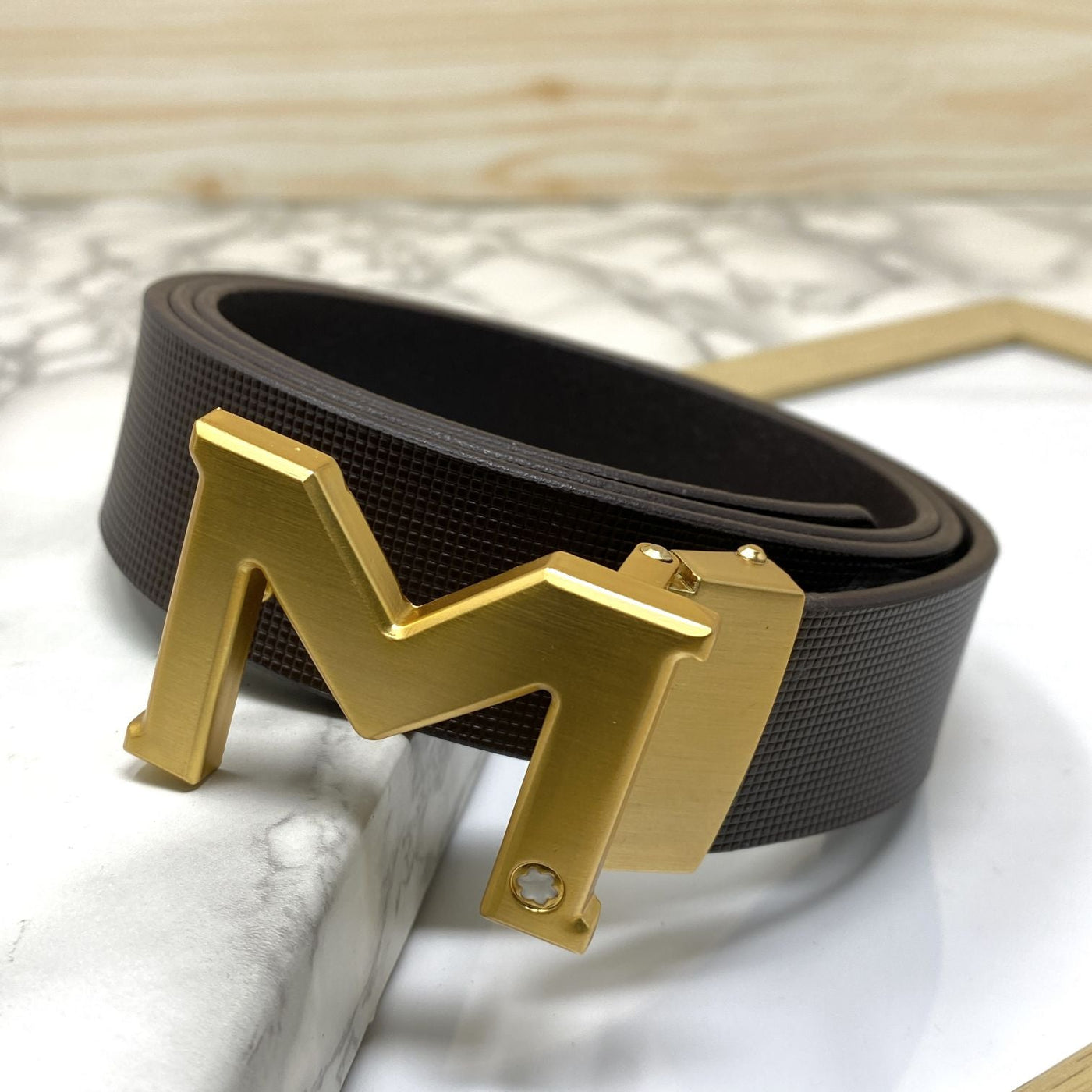 M-Pattern Leather Strap Belt -UniqueandClassy