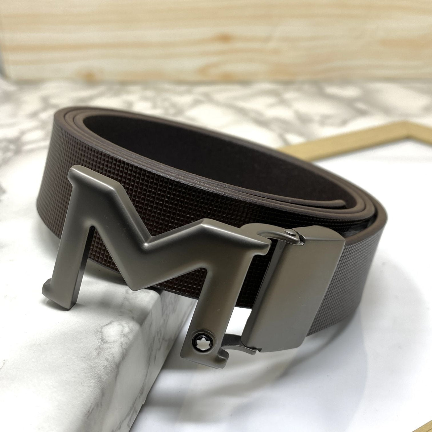 M-Pattern Leather Strap Belt -UniqueandClassy