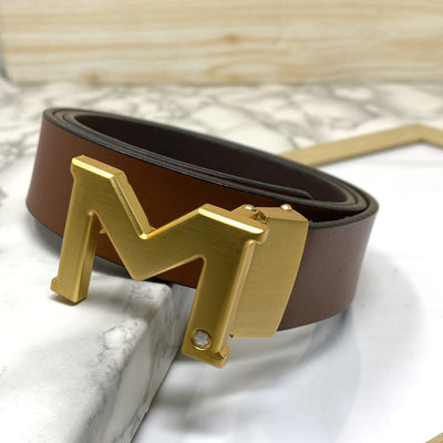 M-Pattern Leather Strap Belt -UniqueandClassy