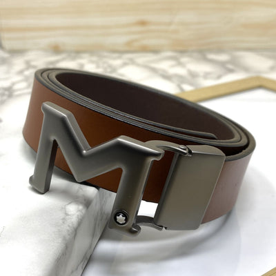 M-Pattern Leather Strap Belt -UniqueandClassy