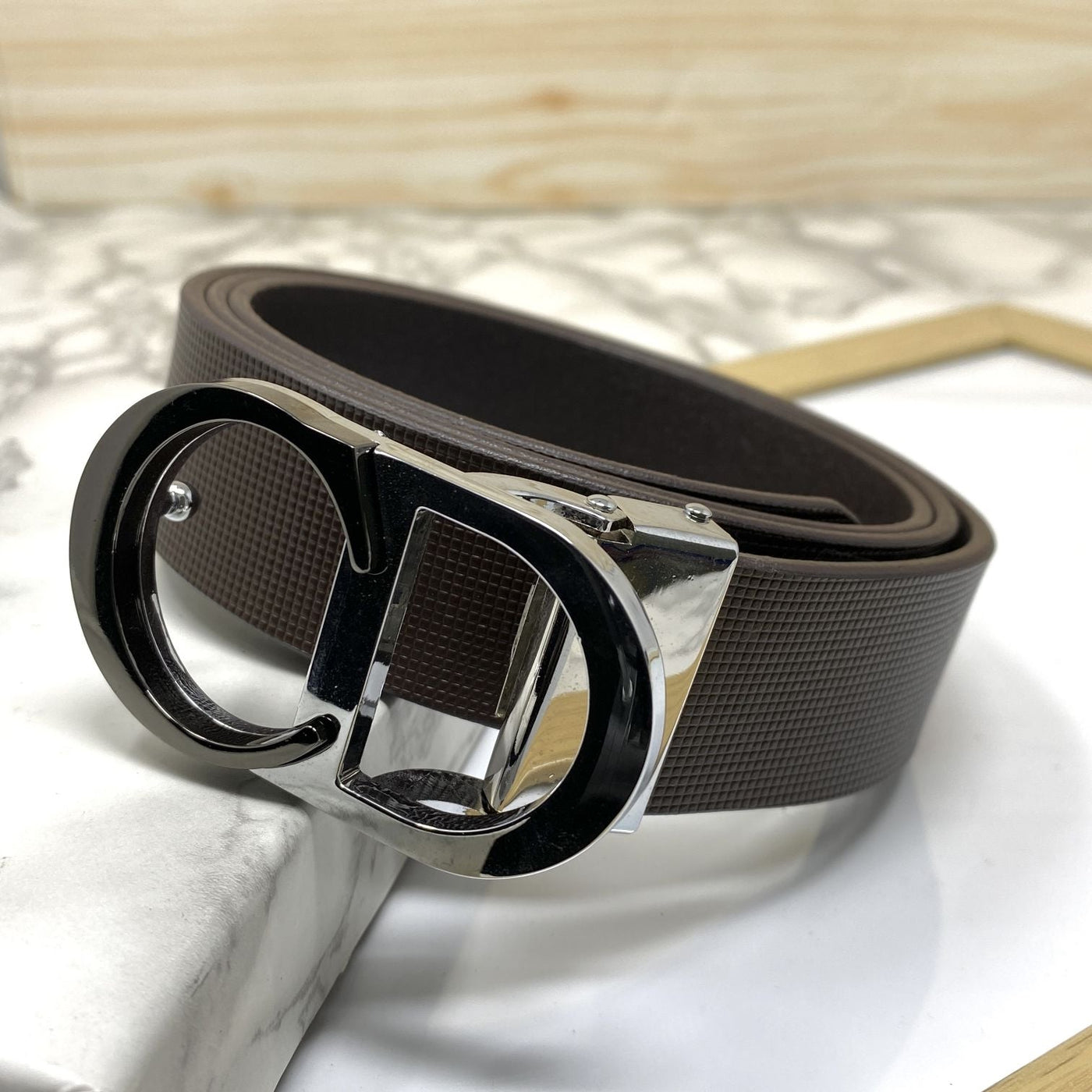 CD-Double Tone Leather Strap Belt-UniqueandClassy