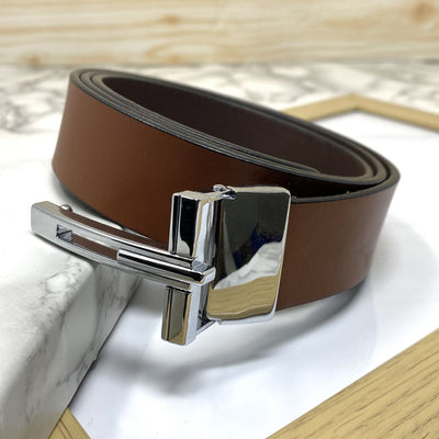 T-Pattern Formal Leather Strap Belt-JoansParamount