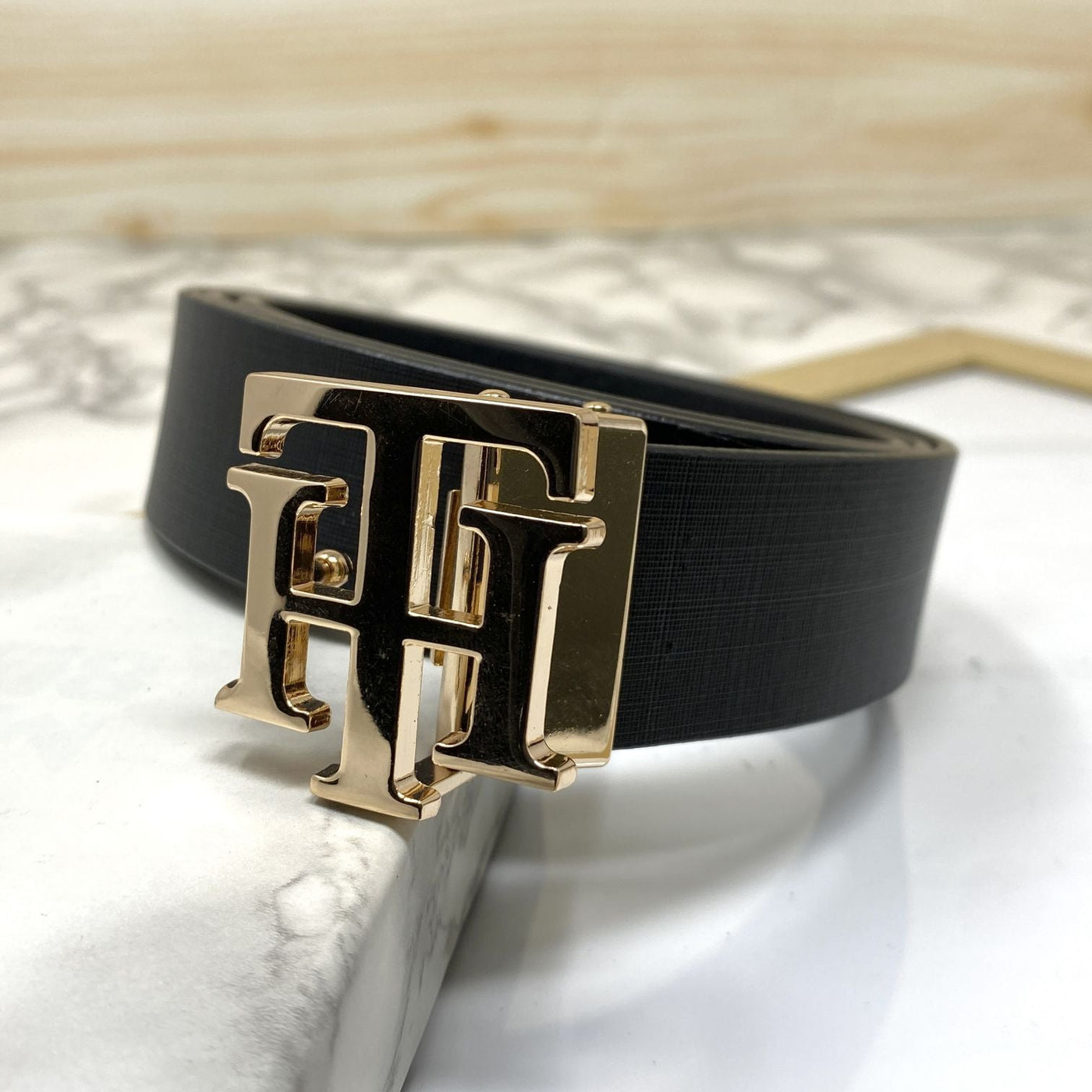 TH Pattern Leather Strap Belt-UniqueandClassy