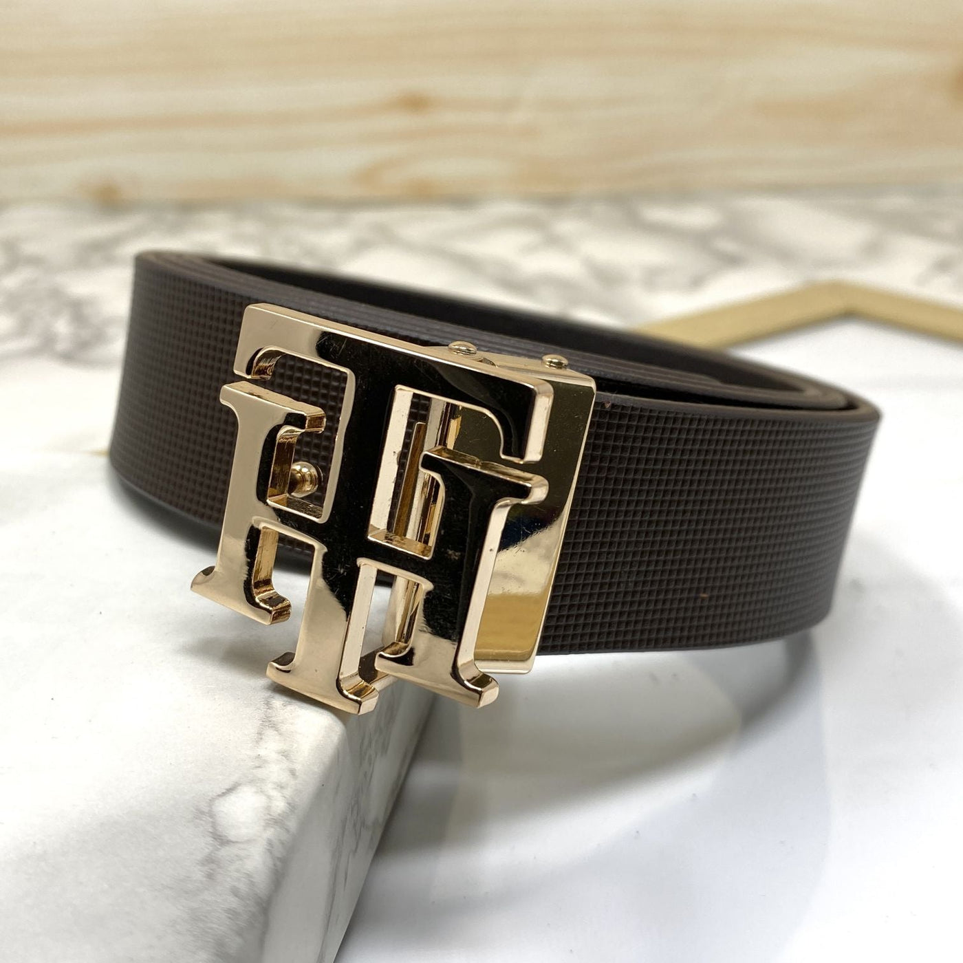 TH Pattern Leather Strap Belt-UniqueandClassy