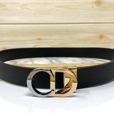 CD-Double Tone Leather Strap Belt-UniqueandClassy