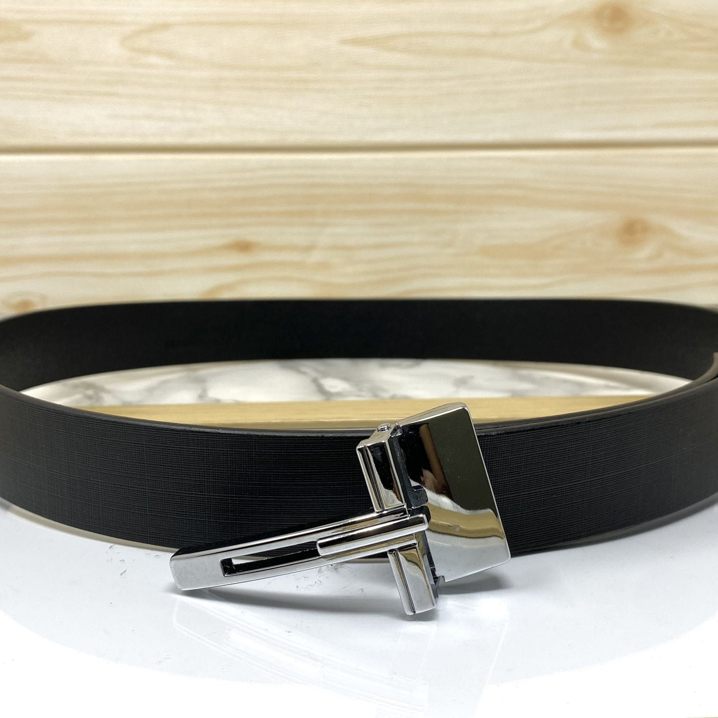 T-Pattern Formal Leather Strap Belt-JoansParamount