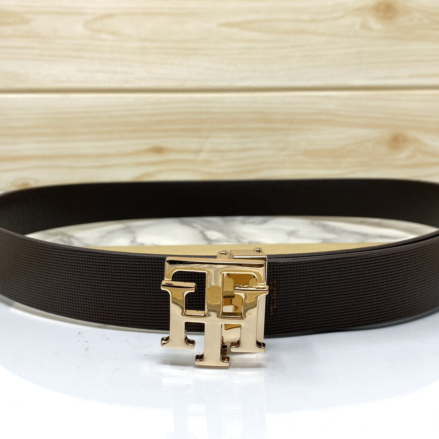 TH Pattern Leather Strap Belt-UniqueandClassy