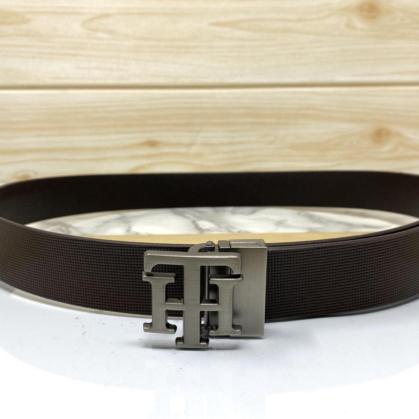 TH Pattern Leather Strap Belt-UniqueandClassy