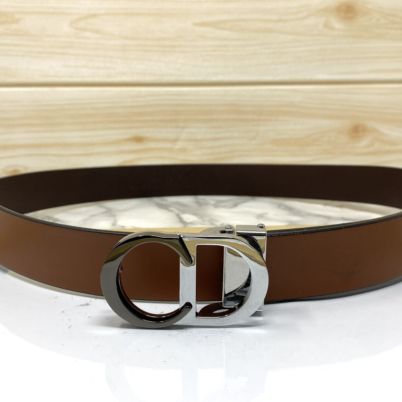 CD-Double Tone Leather Strap Belt-UniqueandClassy