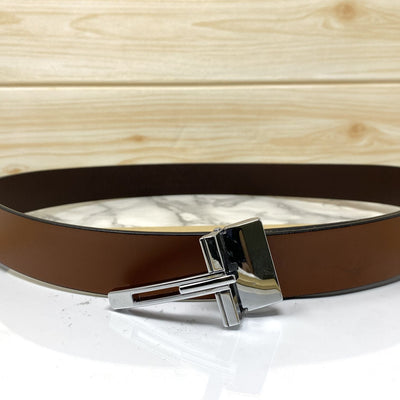 T-Pattern Formal Leather Strap Belt-JoansParamount