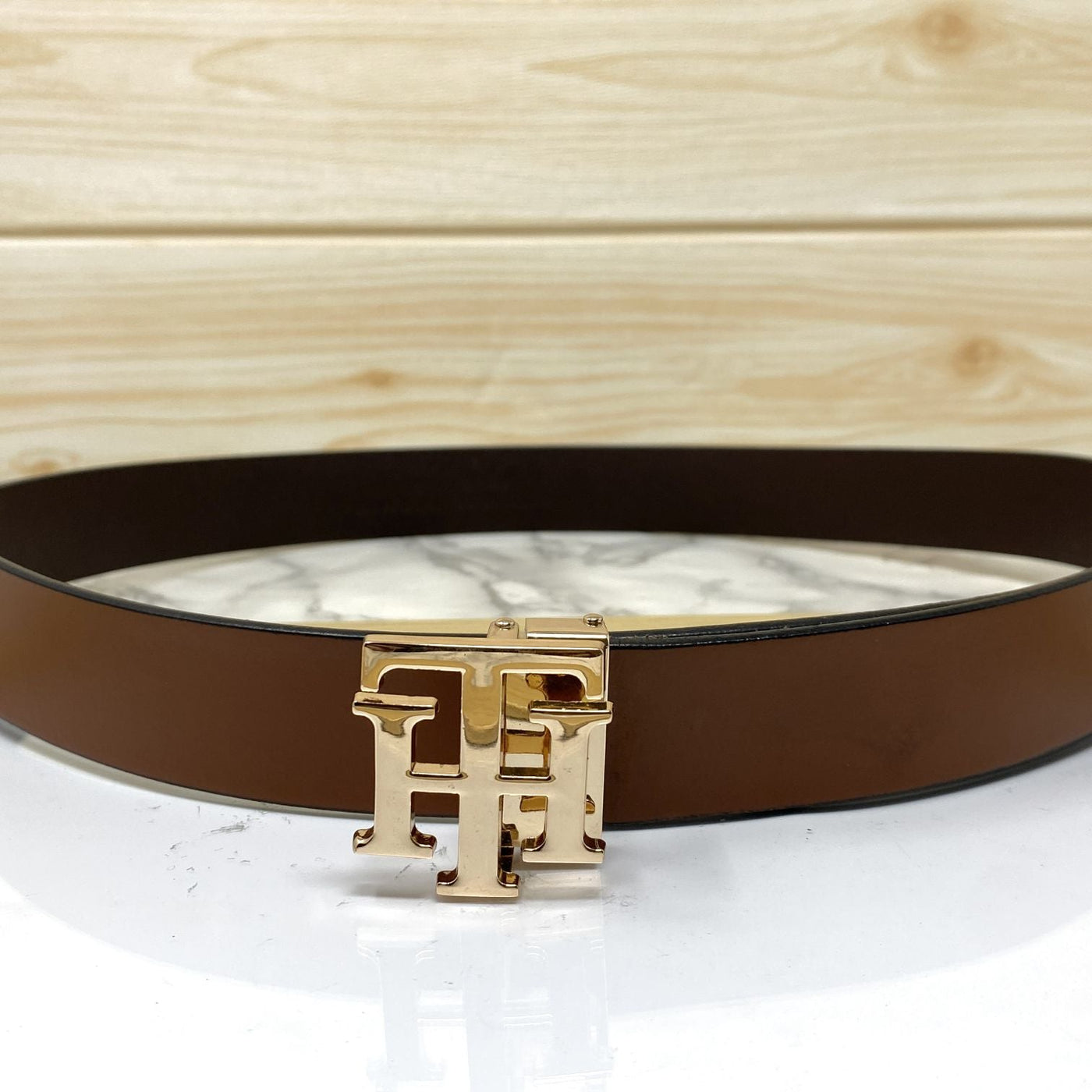 TH Pattern Leather Strap Belt-UniqueandClassy