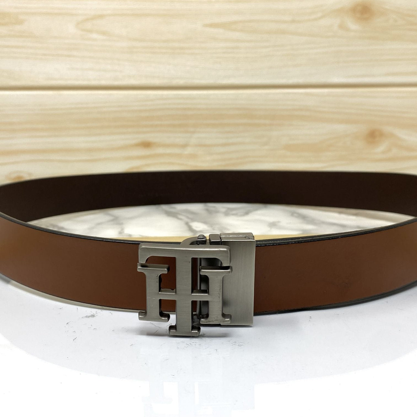 TH Pattern Leather Strap Belt-UniqueandClassy