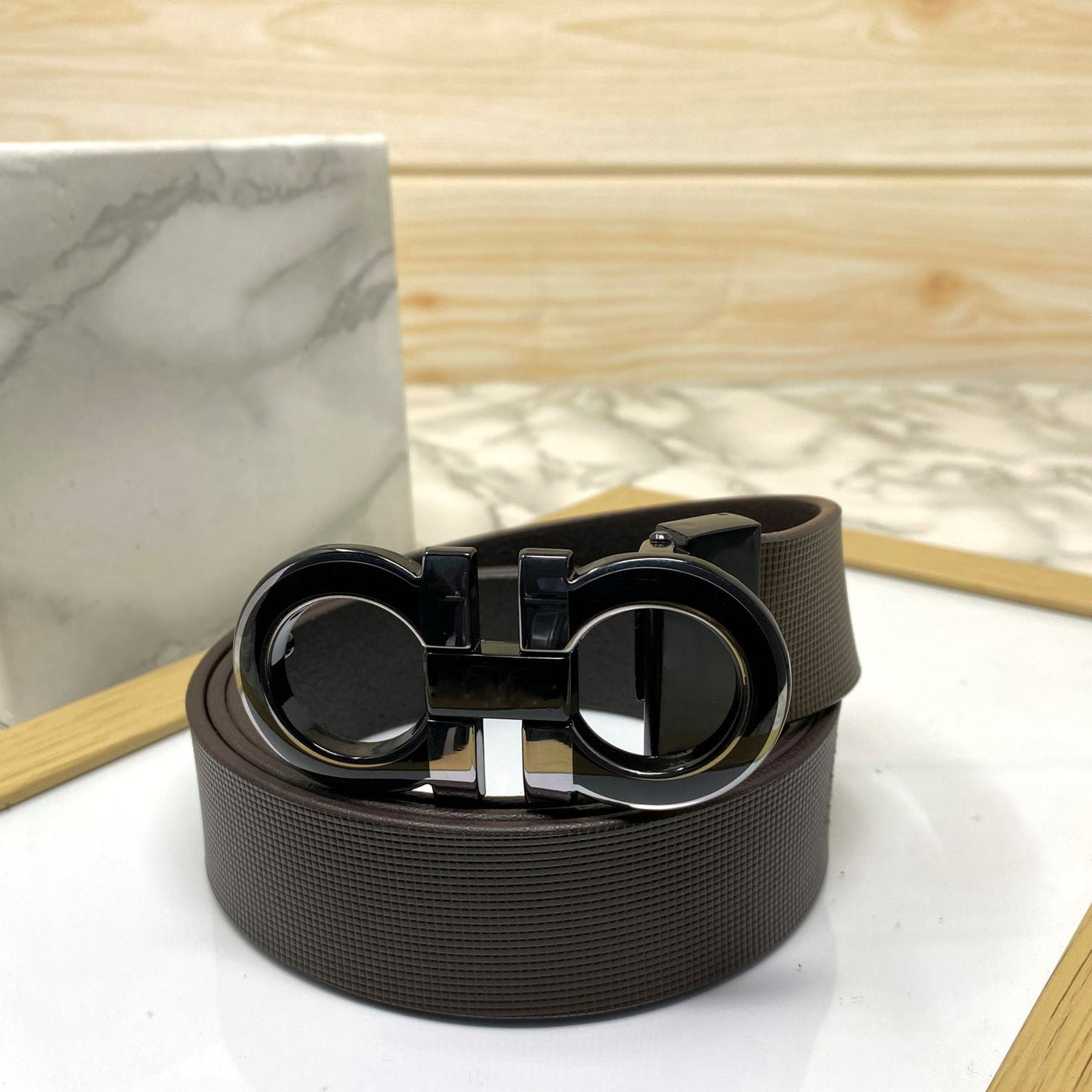 Silver-Black 2 Tone Leather Strap Belt-UniqueandClassy