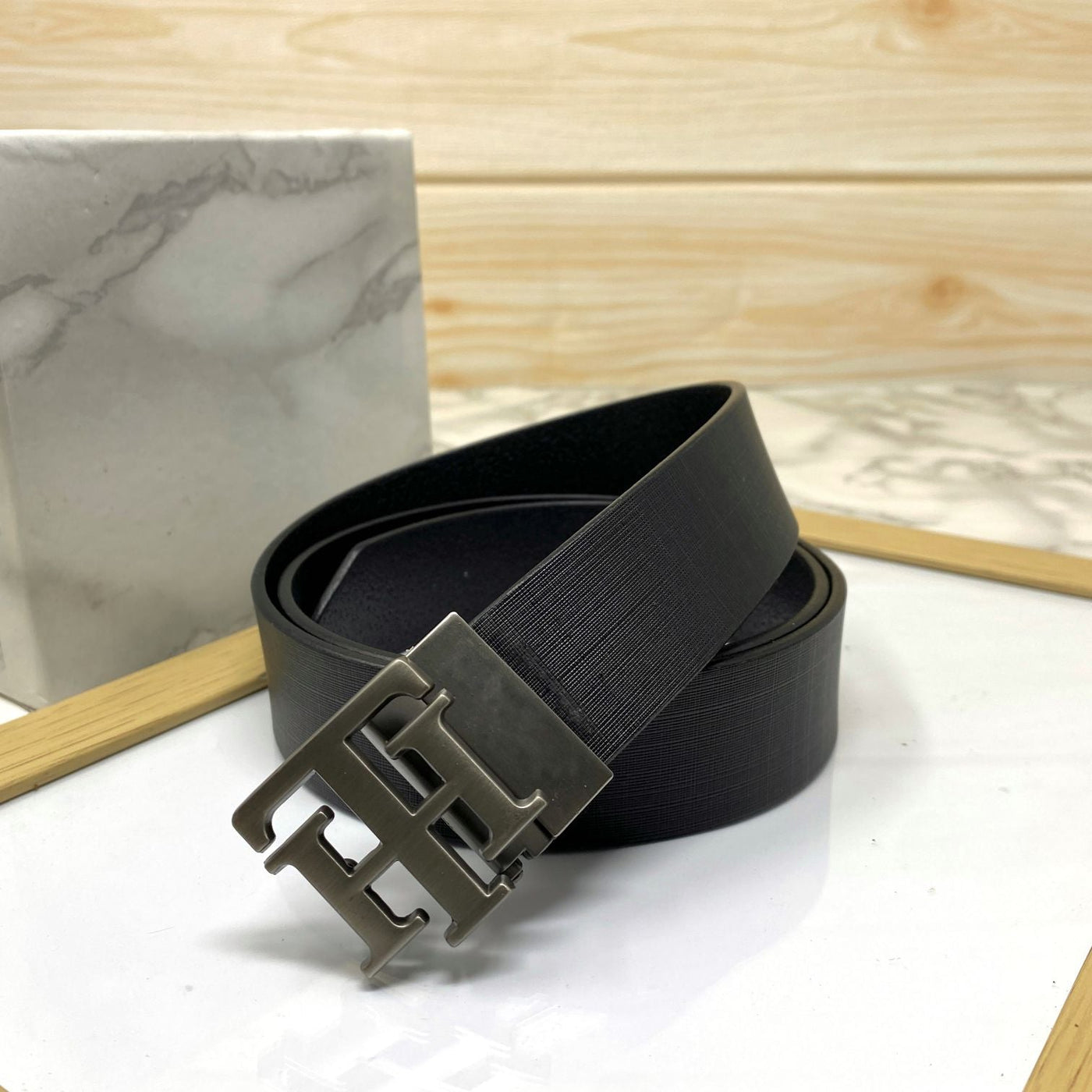 TH Pattern Leather Strap Belt-UniqueandClassy