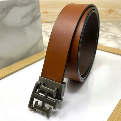 TH Pattern Leather Strap Belt-UniqueandClassy