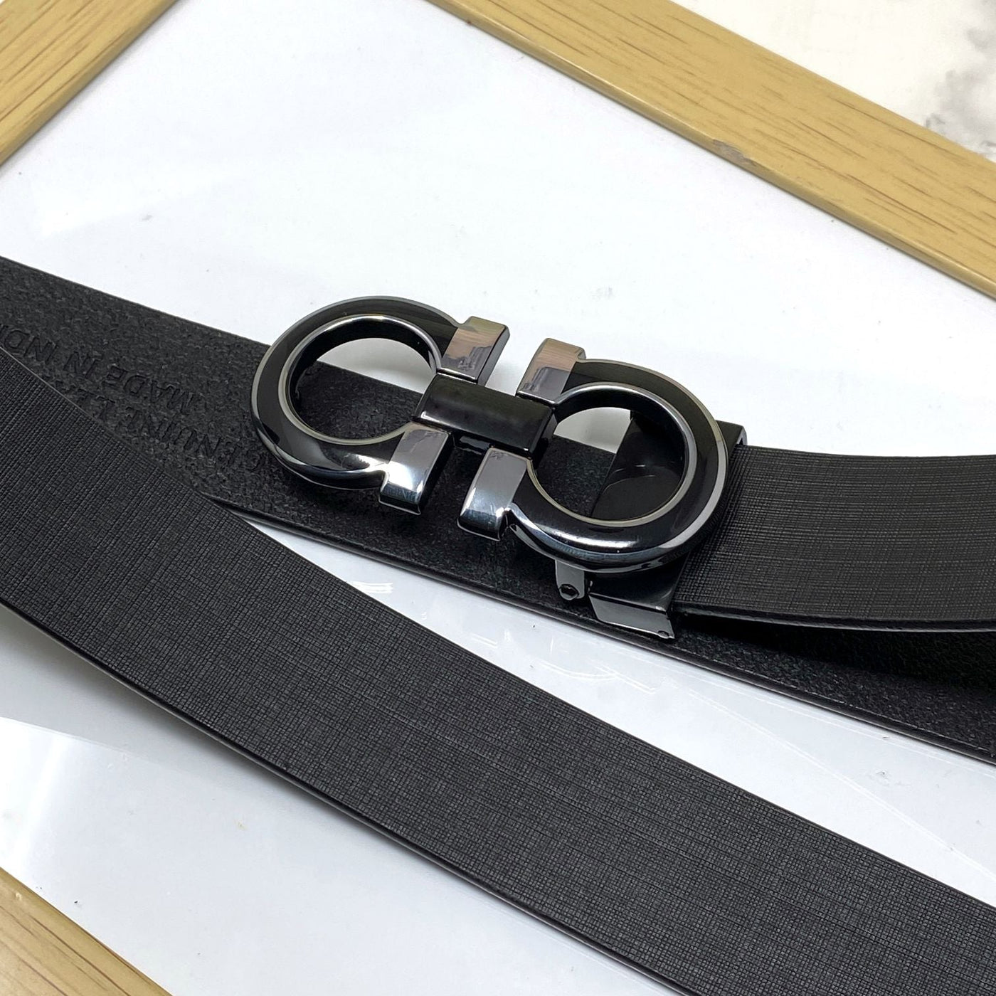 Silver-Black 2 Tone Leather Strap Belt-UniqueandClassy