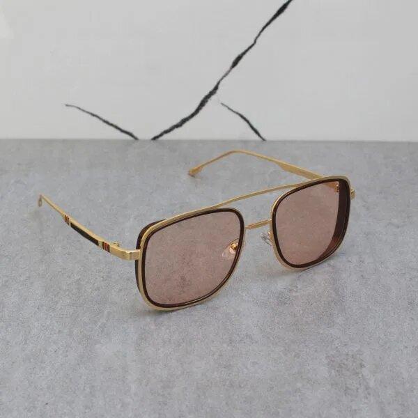 Metal Frame Gold Pink Sunglasses For Men And Women-Unique and Classy