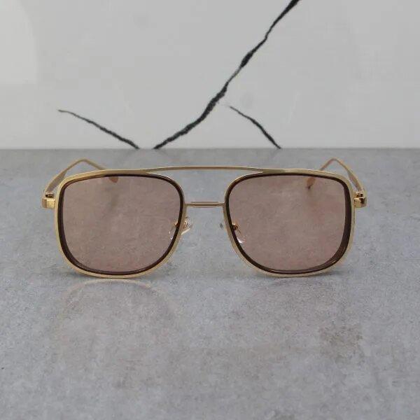 Metal Frame Gold Pink Sunglasses For Men And Women-Unique and Classy