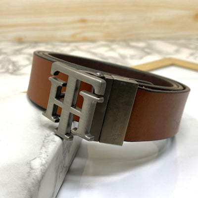 TH Pattern Leather Strap Belt-UniqueandClassy