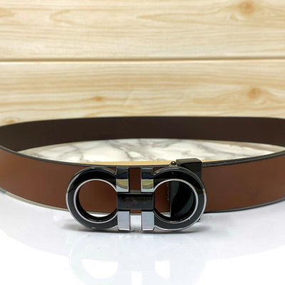 Silver-Black 2 Tone Leather Strap Belt-UniqueandClassy