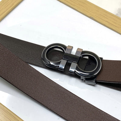 Silver-Black 2 Tone Leather Strap Belt-UniqueandClassy