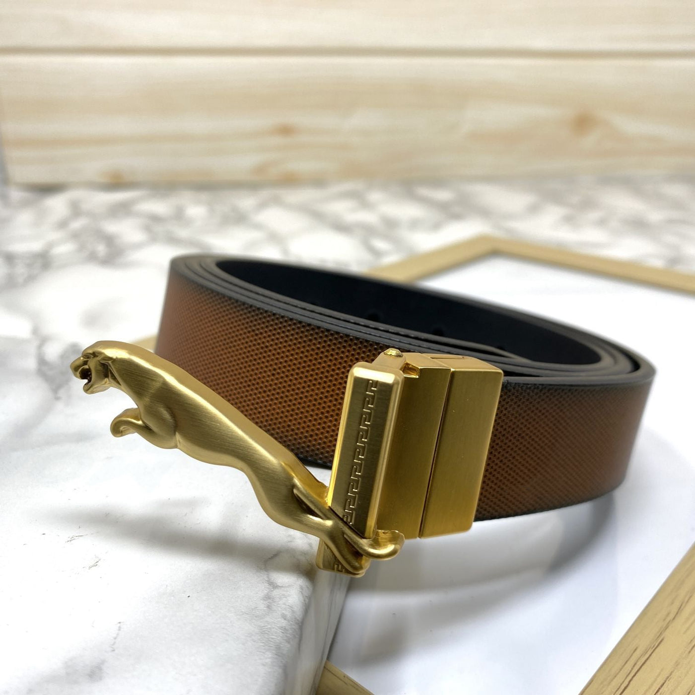 Small Jaguar Pattern Reversible Strap Belt -UniqueandClassy