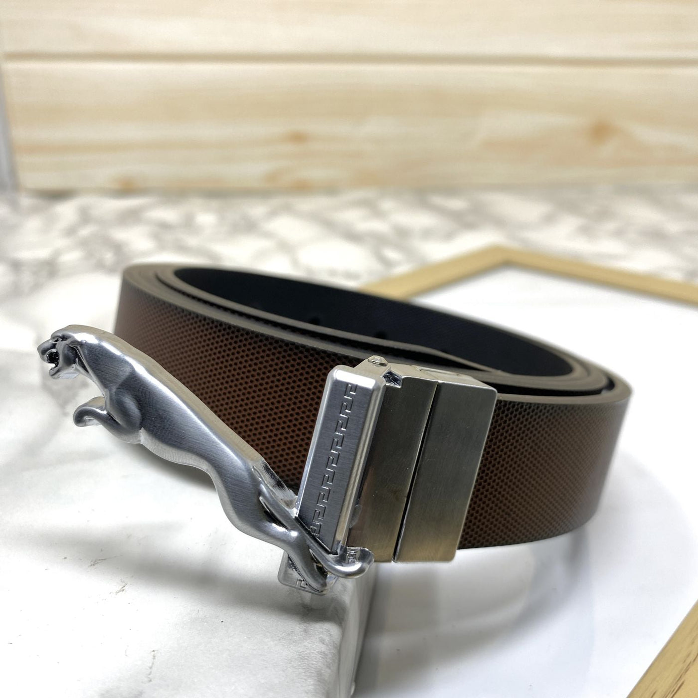 Small Jaguar Pattern Reversible Strap Belt -UniqueandClassy