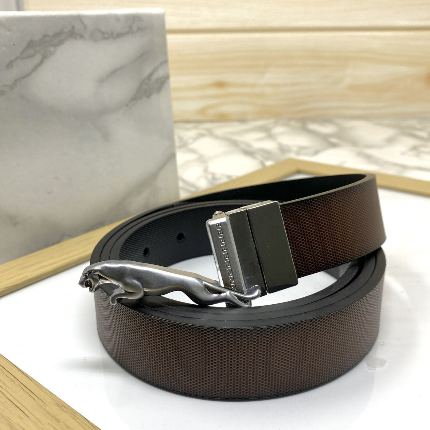 Small Jaguar Pattern Reversible Strap Belt -UniqueandClassy