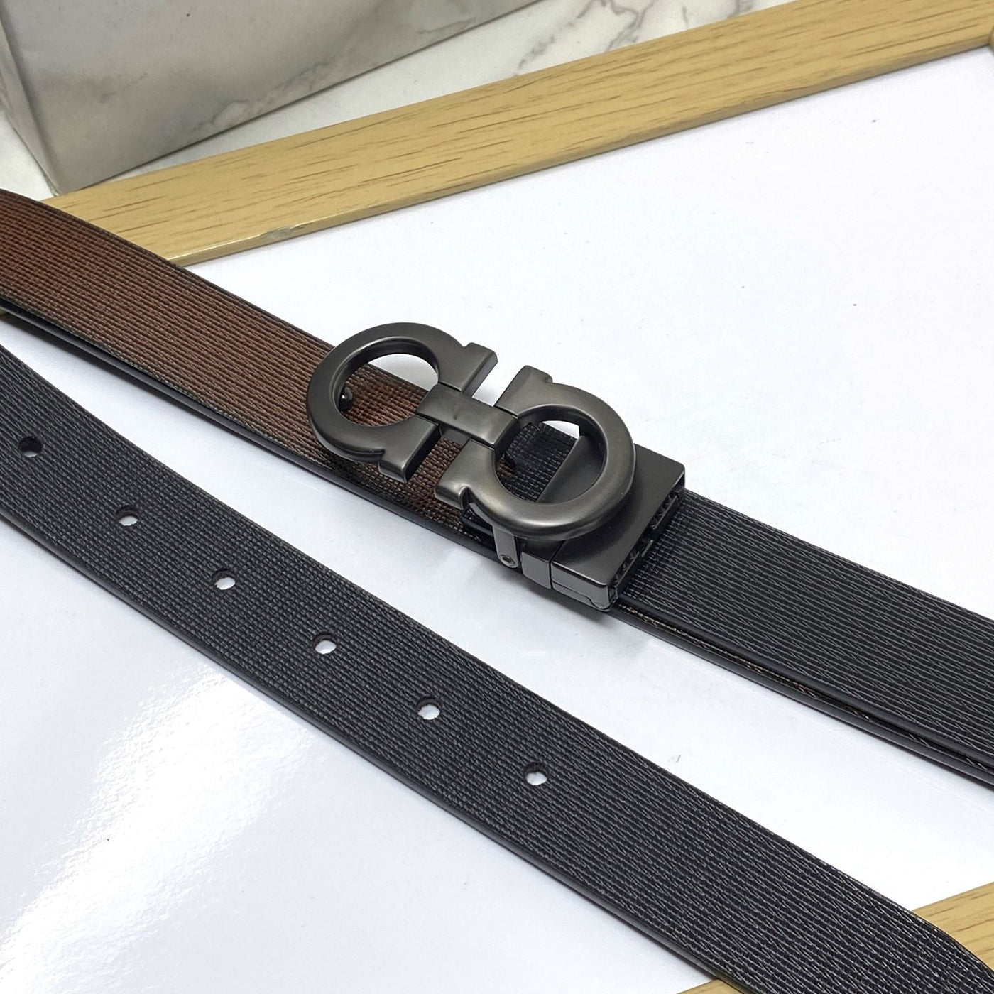 Trendy Small Design Reversible Strap Belt For Men-UniqueandClassy