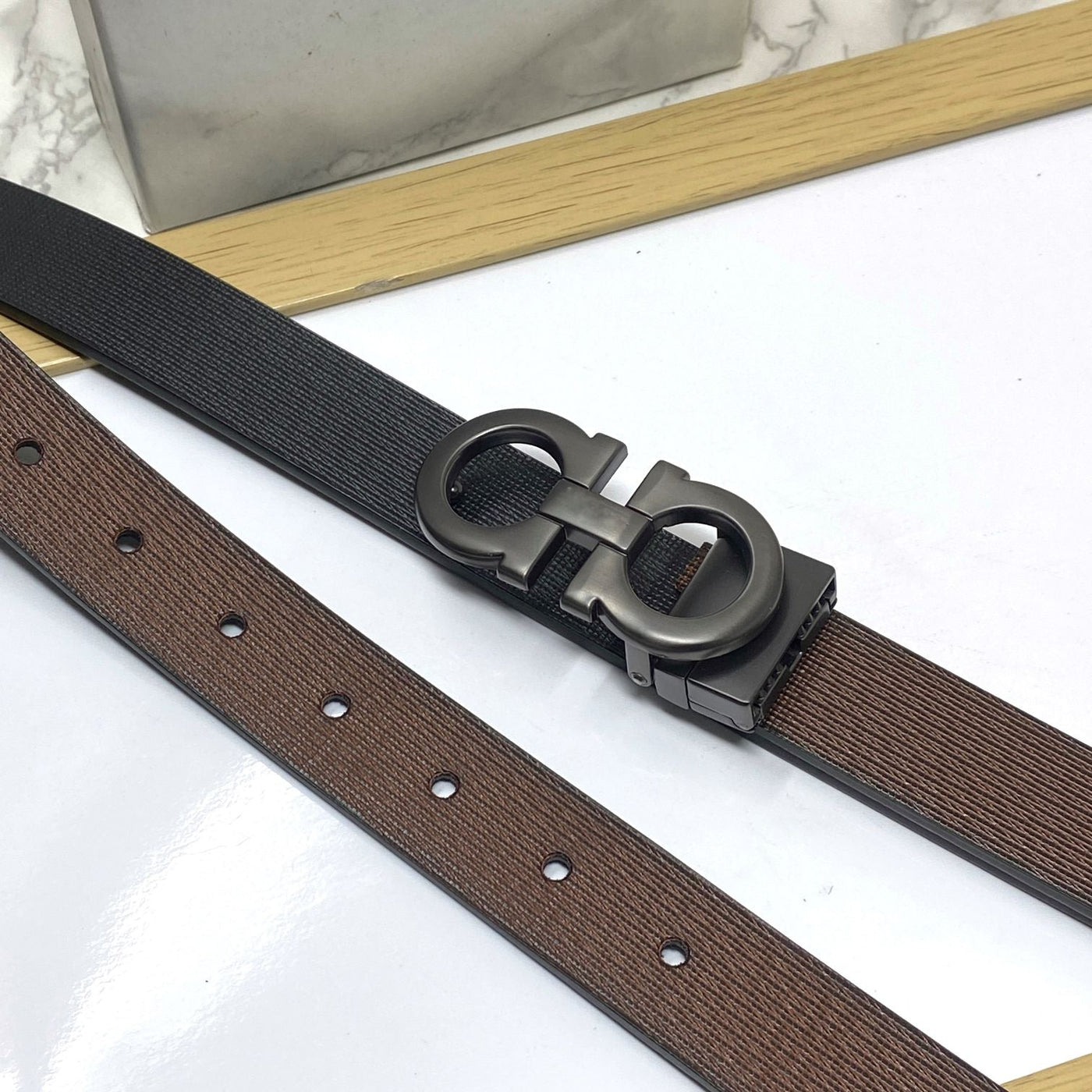 Trendy Small Design Reversible Strap Belt For Men-UniqueandClassy