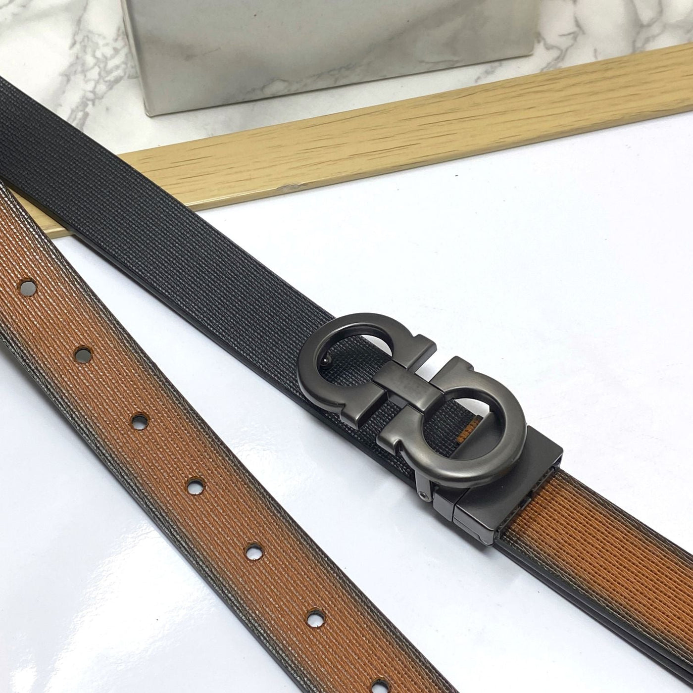 Trendy Small Design Reversible Strap Belt For Men-UniqueandClassy