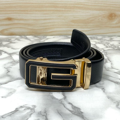 Single G Shape Two Tone Formal Belt For Men-UniqueandClassy