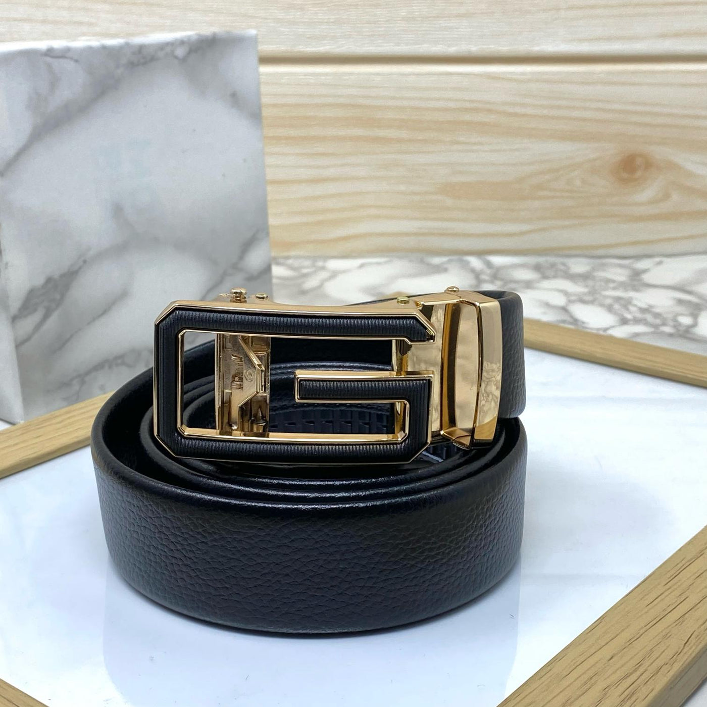 Single G Shape Two Tone Formal Belt For Men-UniqueandClassy