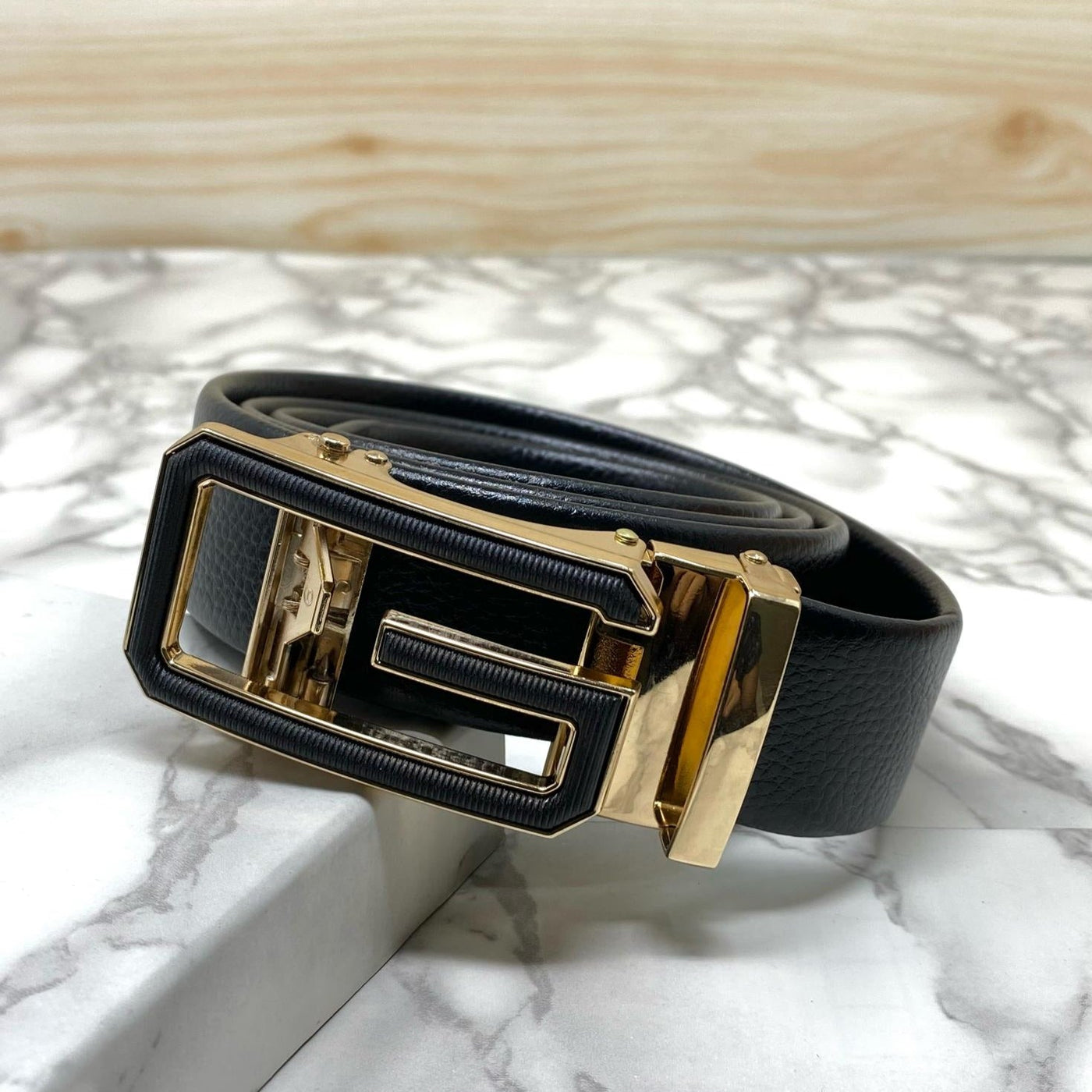 Single G Shape Two Tone Formal Belt For Men-UniqueandClassy