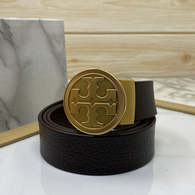Vintage Round Buckle Belt With Leather Strap-UniqueandClassy